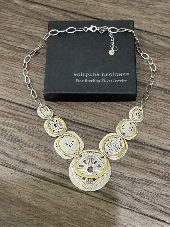 Silpada Jewelry - Silpada Two-Tone Sterling Silver and Brass Boho Bib Medallion Necklace